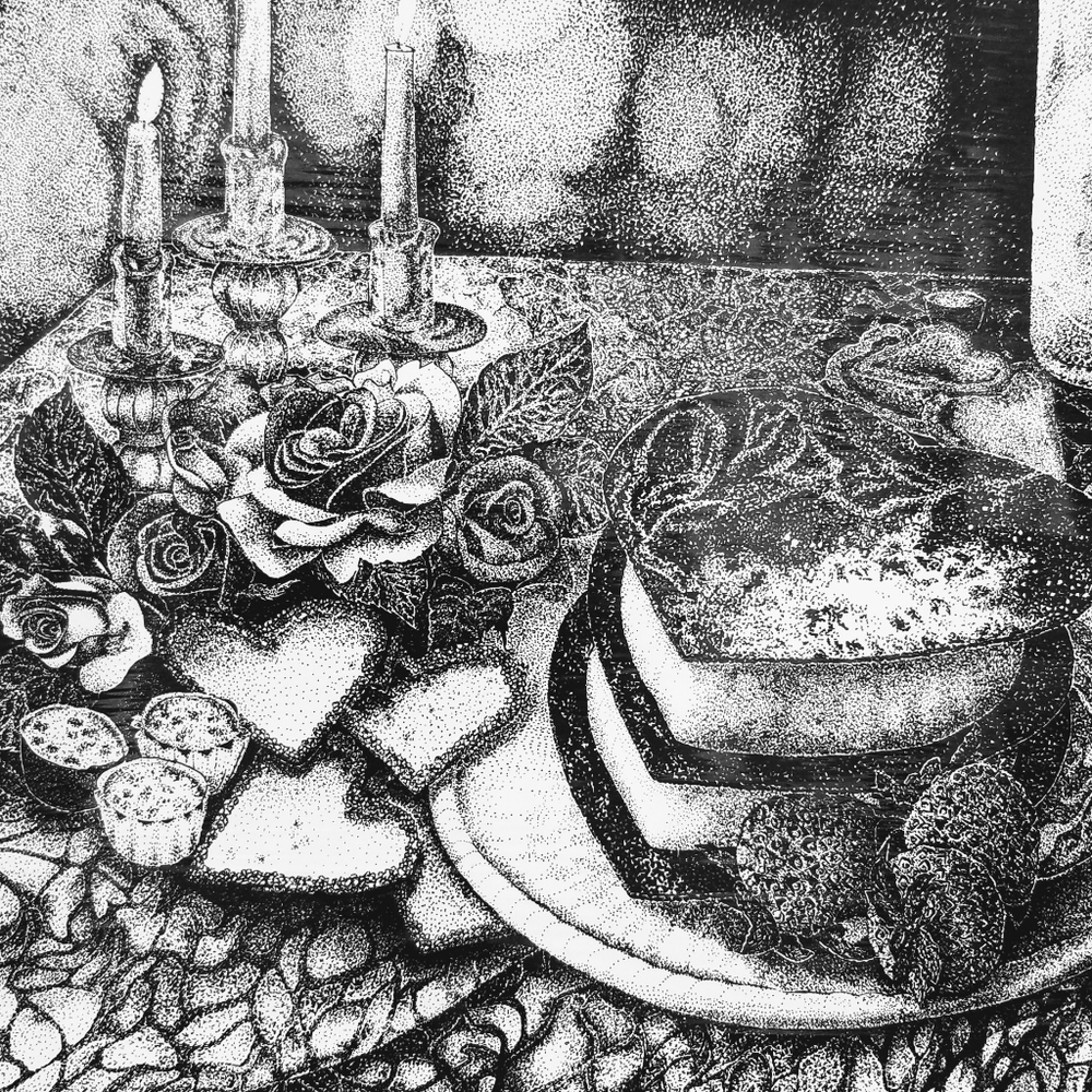 Original B&W stippled illustration and limitprints
